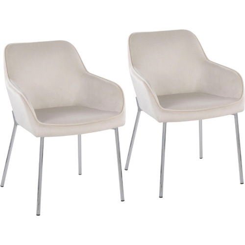 Daniella Dining Chair in Cream Velvet & Chrome Steel (Set of 2)